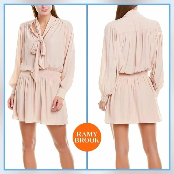 Ramy Brook Blush Pink Tie Neck Winslow Dress